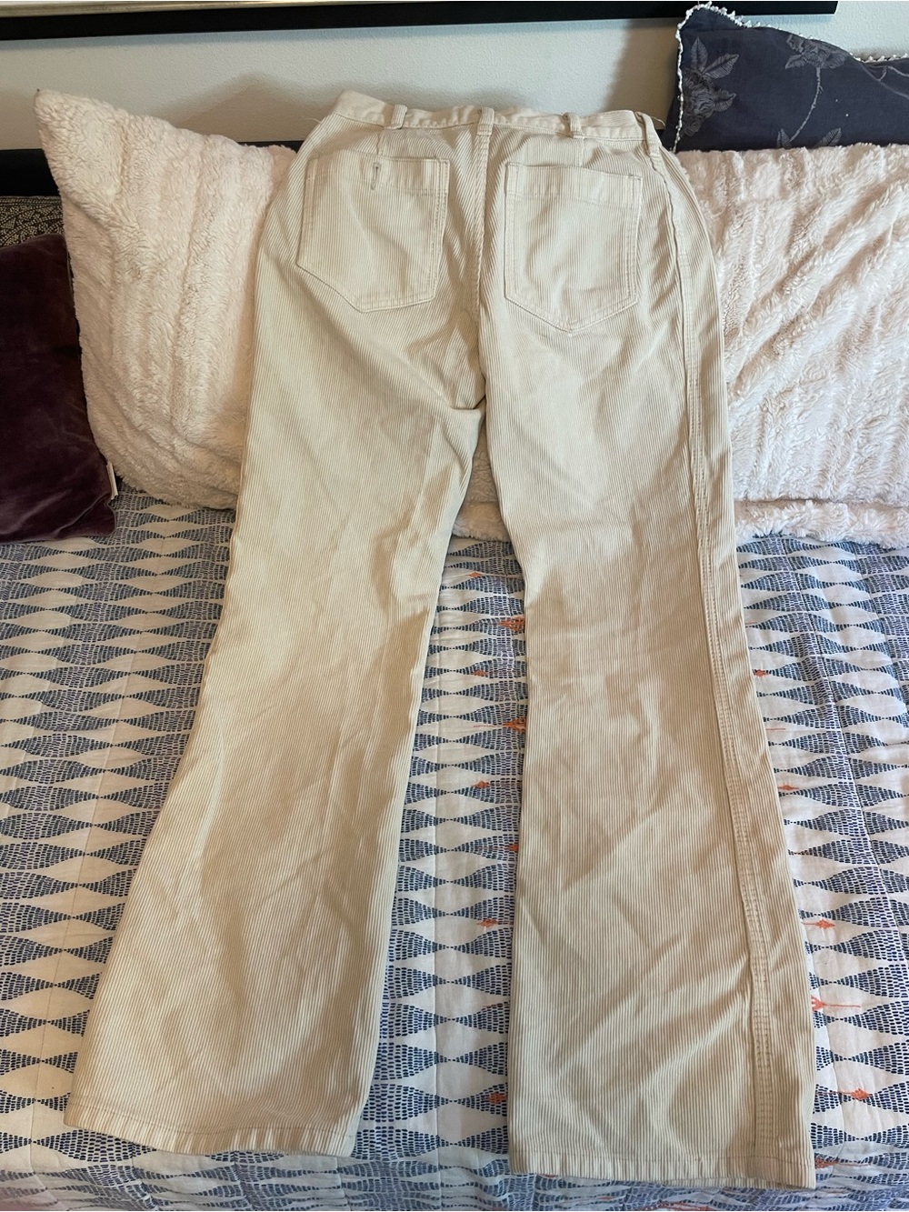 Women's Cream Corduroy Flared Jeans